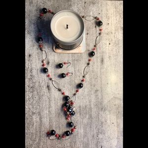 Red & black costume jewelry set.